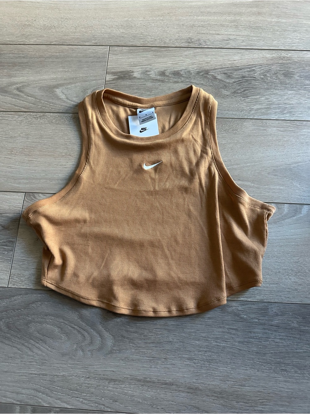 Nike Women's Tank Top in Tan Brown with White Swoosh